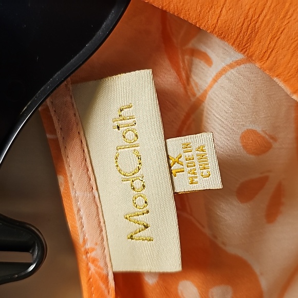 Modcloth peach sheer apple print top - Picture 3 of 4